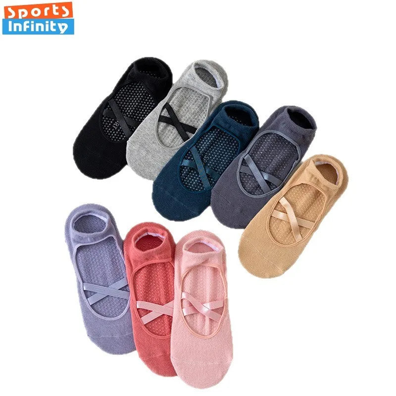 1pair Fashion Yoga Socks Anti Slip Women Professional Pilates Socks Cotton Dance Floor Trampoline Aerobics Fitness Sports Socks