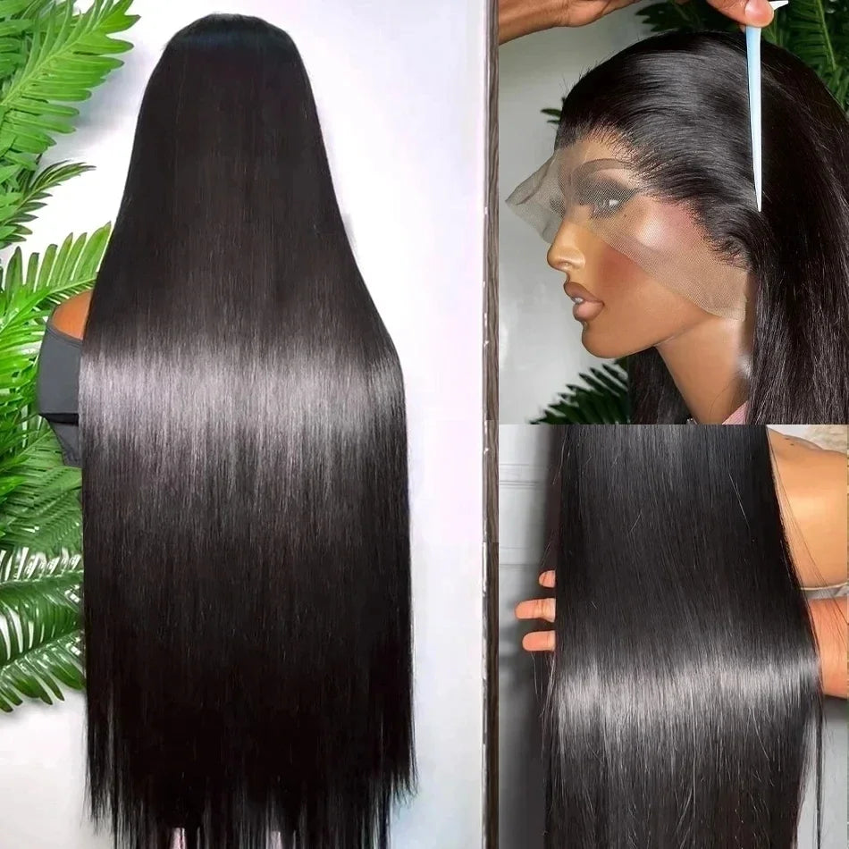 20 22 24 Inch 13x4 13x6 HD Transparent Bone Straight Lace Front Wigs 200 Density 360 Lace Brazilian Human Hair Wigs For Women