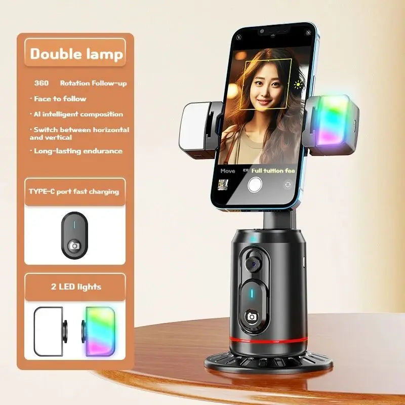 COOL DIER 2026 New 360 Rotation Gimbal Stabilizer, Selfie Stick Tripod Desktop Face Tracking Gimbal for Tiktok Smartphone Live