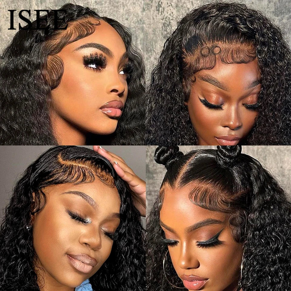 ISEE HAIR HD Transparent Water Wave Frontal Wig 13x4/13x6 Curly Lace Front Human Hair Wigs For Women Deep Wave Lace Frontal Wigs