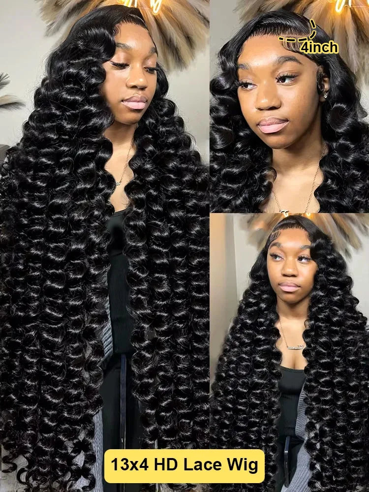30 36 40 Inch Loose Deep Wave 13x4 13x6 HD Lace Frontal Wig 100% Brazilian Curly Lace Front Human Hair Wig Preplucked