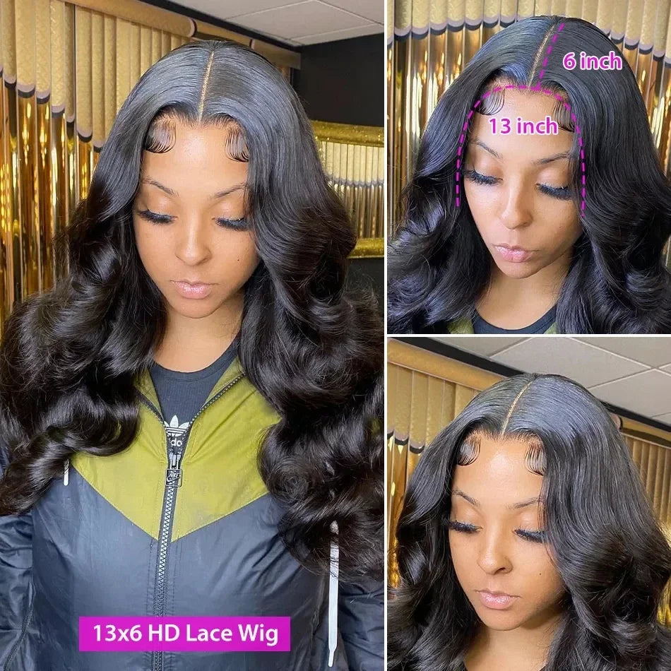 13x6 HD Lace Frontal Human Hair Wigs Body Wave Pre Plucked 13x4 Lace Front Wig Transparent Lace Front Human Hair Wig For Women
