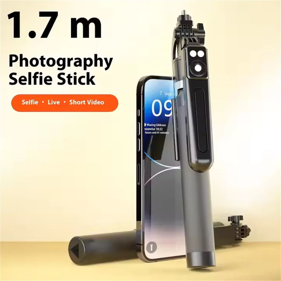 BSLIUFANG Selfie Stick Wireless Tripod Stand with Light Bluetooth Remote Extendable for Tiktok Live Streaming Handheld stability