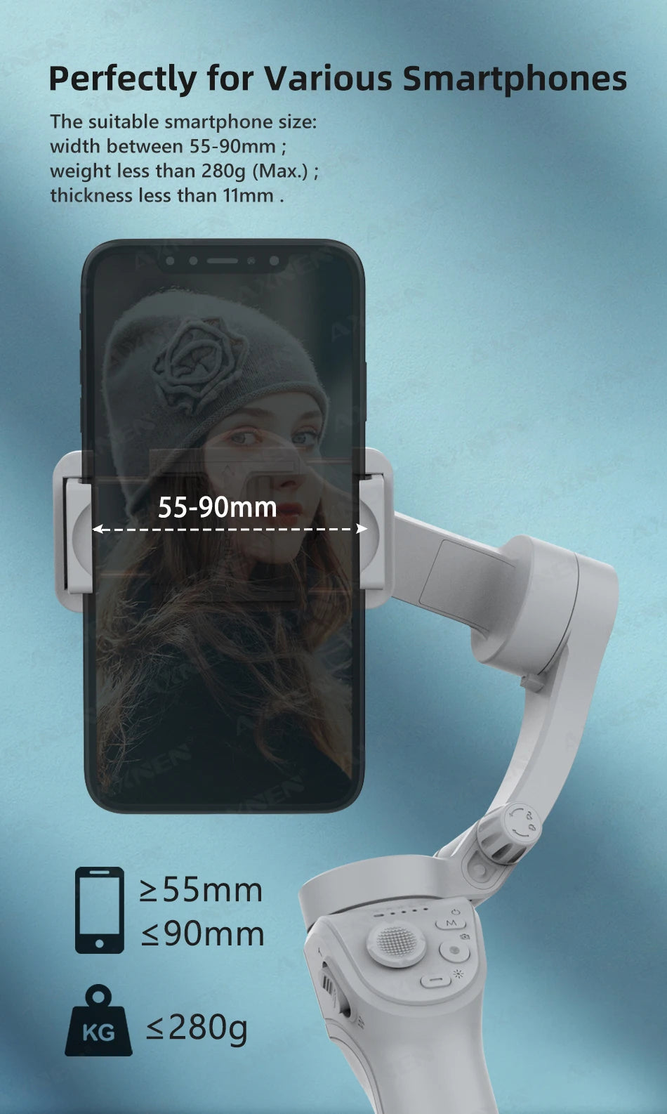 3 Axis Handheld Gimbal Stabilizer for Smartphone with Fill Light for iPhone Android Face Tracking Tiktok Vlog Smart Gimbals HQ6