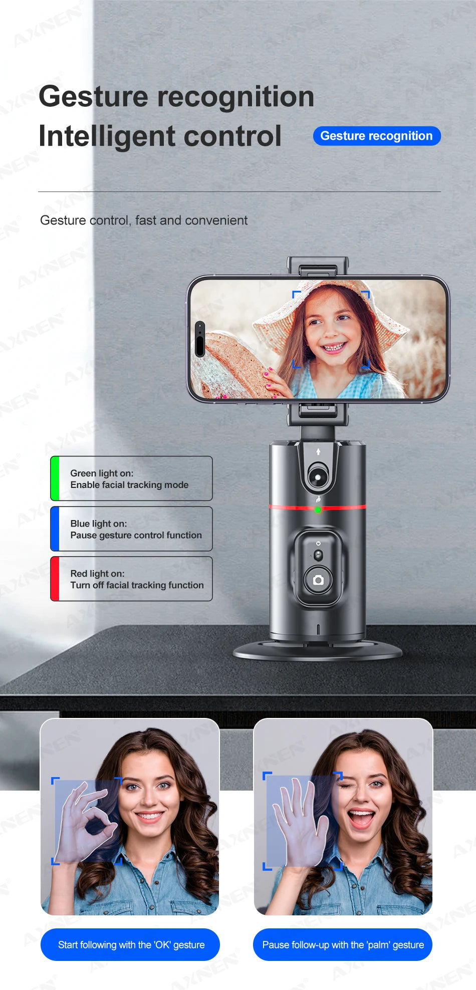 P02 Auto Face Tracking Stand 360° Rotation Phone Holder Desktop Following Gimbal Stabilizer for Smartphone Live Vlogging Video