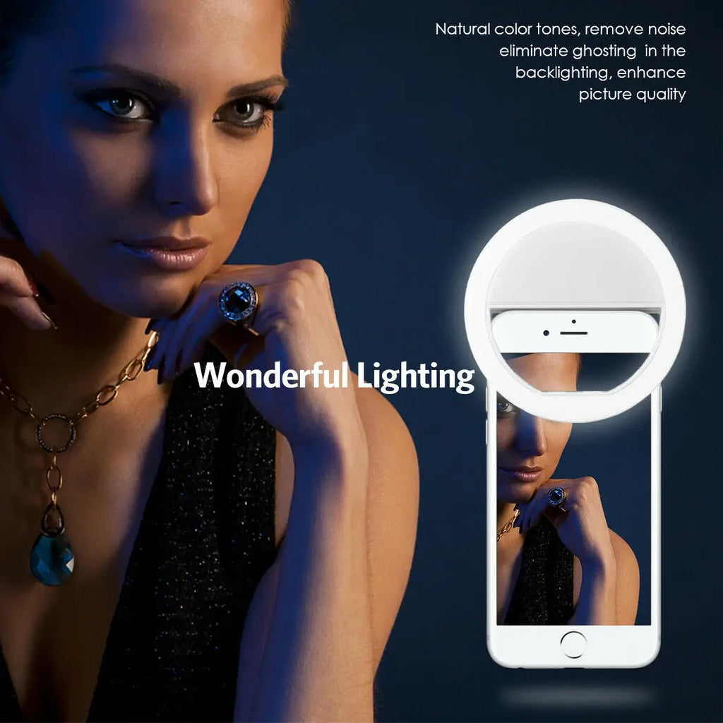Led Selfie Ring Light Portable USB Charge Phone Lens Lamp Mobile Phone Live Broadcast Video Selfie Fill Light for All Smartphone