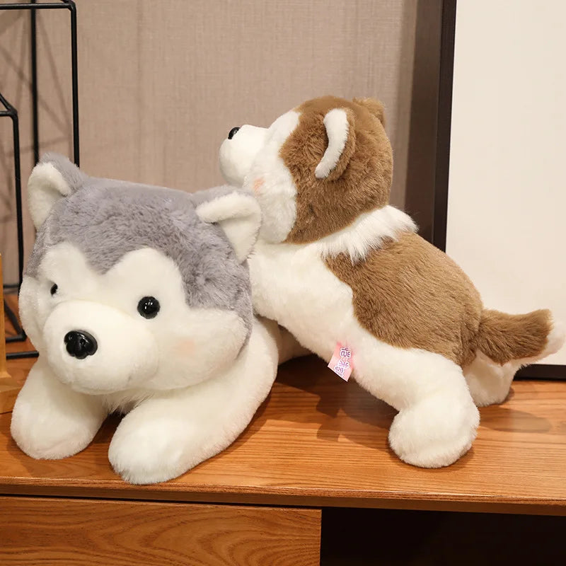 30/40CM Cute Husky Dog Plush Toy Stuffed Animal Soft Kawaii Lying Brown Pet Puppy Pillow Doll Toys for Xmas Gift