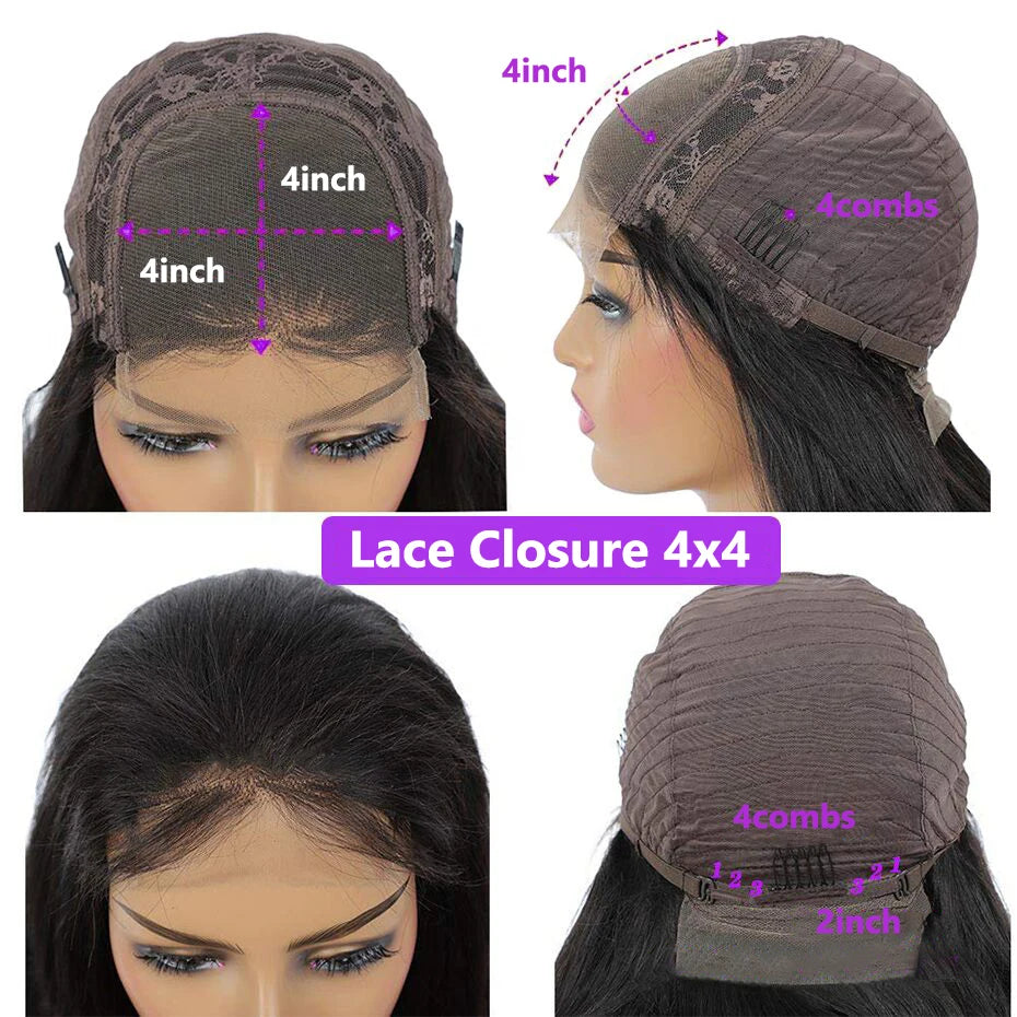 34 36Inch Deep Wave 13x4 13x6 Transparent Lace Frontal Wig Human Hair Water Curly 4x4 Lace Closure Wigs For Black Women Bling