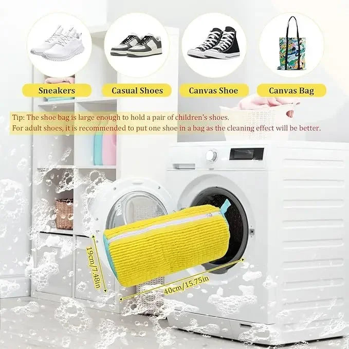 2/1PCS Shoe Washing Bag Washing Machine Laundry Bags with Zipper Closure Shoes Cleaning Bags Shoes Laundry Fluffy Fibers Sneaker