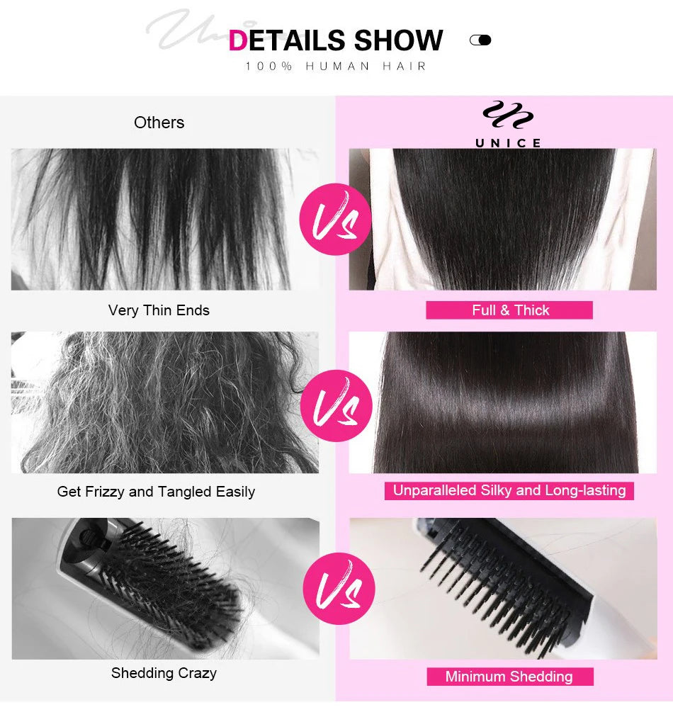 UNICE Hair EasiContour Drawstring V Part Wig Chestnut Brown Ombre Human Hair Body Wave Wig Mini Leave-out VPart Wig 150% Density