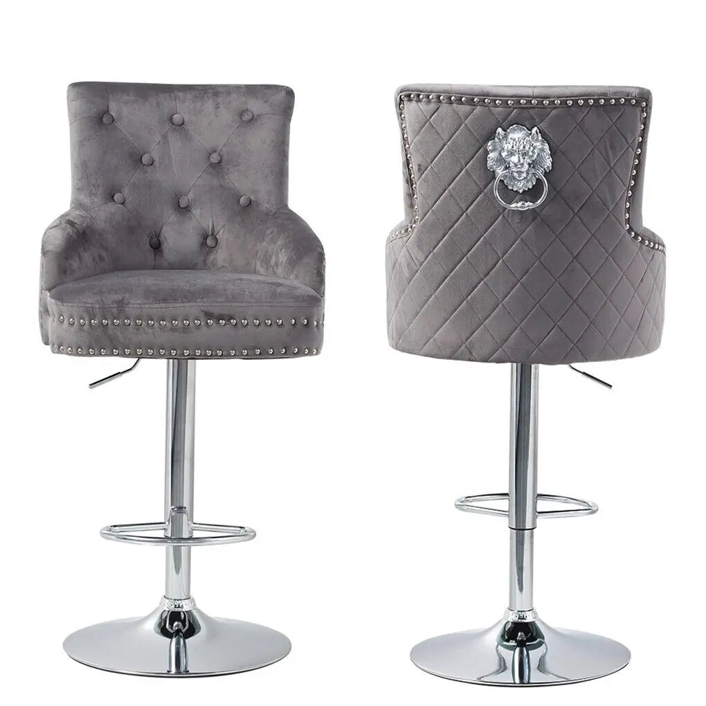 Luxury Bar Stool Dining Chairs Swivel Bar Stools Velvet Upholstered Lion Knocker for Home,Bar Table