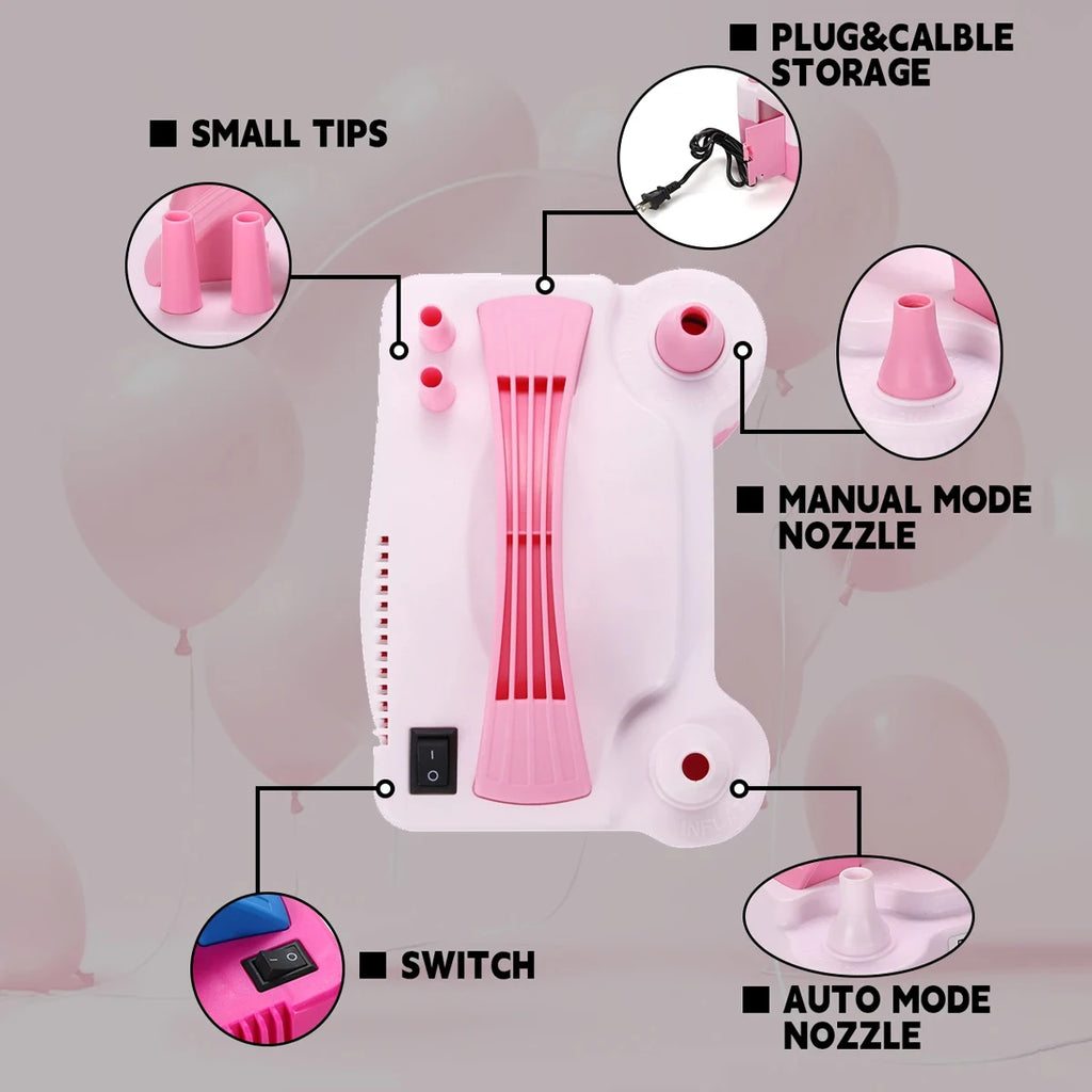 600W Electric Balloon Pump Action Plastic Iator For Party Ballon Tool UK Plug