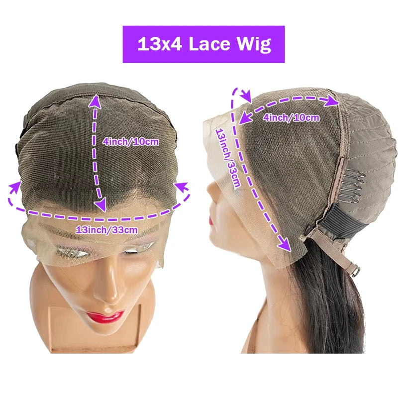 13x4 Lace Front Bob Wig Human Hair 200 Density Brazilian Virgin Straight Hair Wig Pre-Plucked Natural Black