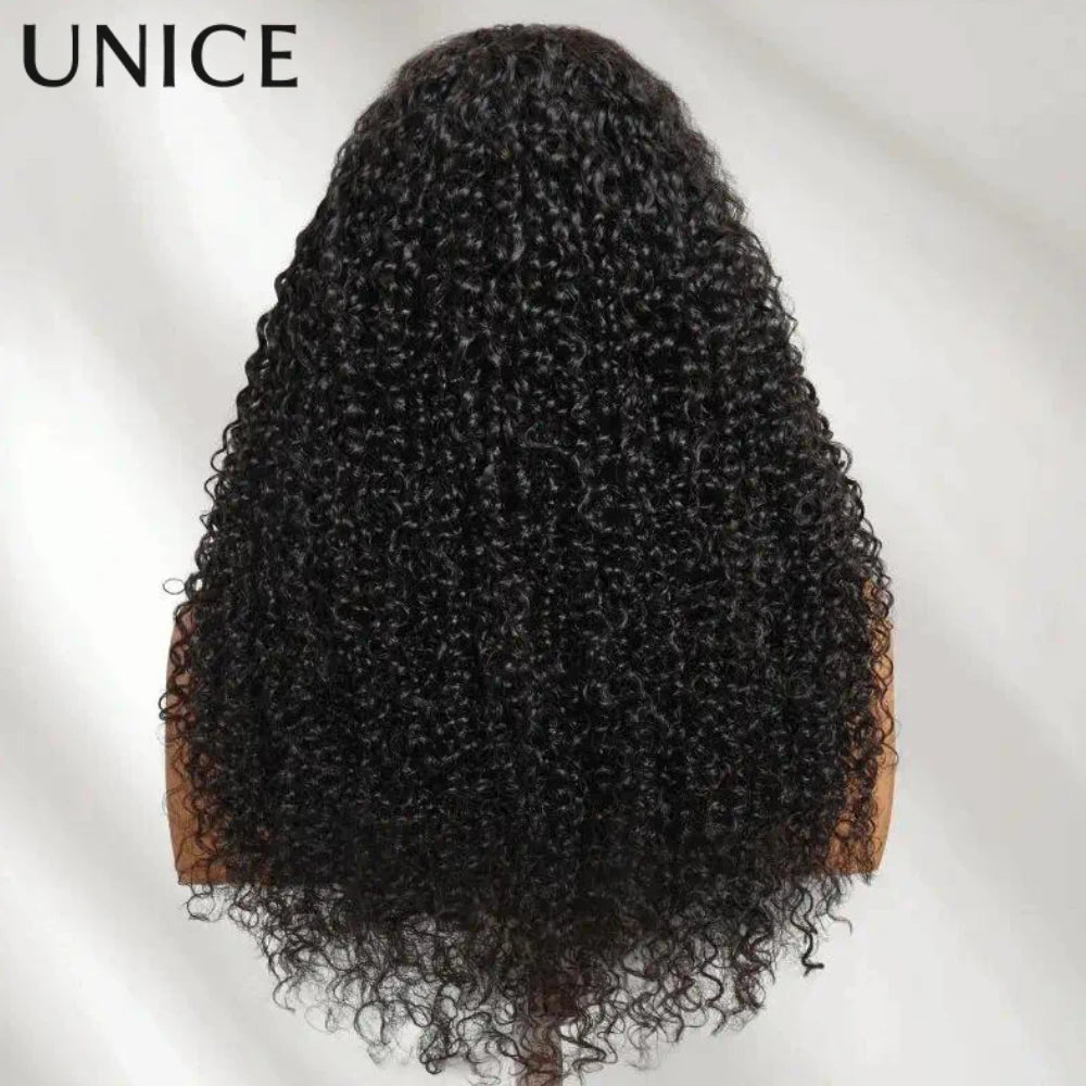Unice Hair Jerry Curly Wig With Coily Edges 7x5 Lace Pre Cut Pre Bleached Glueless Wig Human Hair Ready To Wear 150% Density