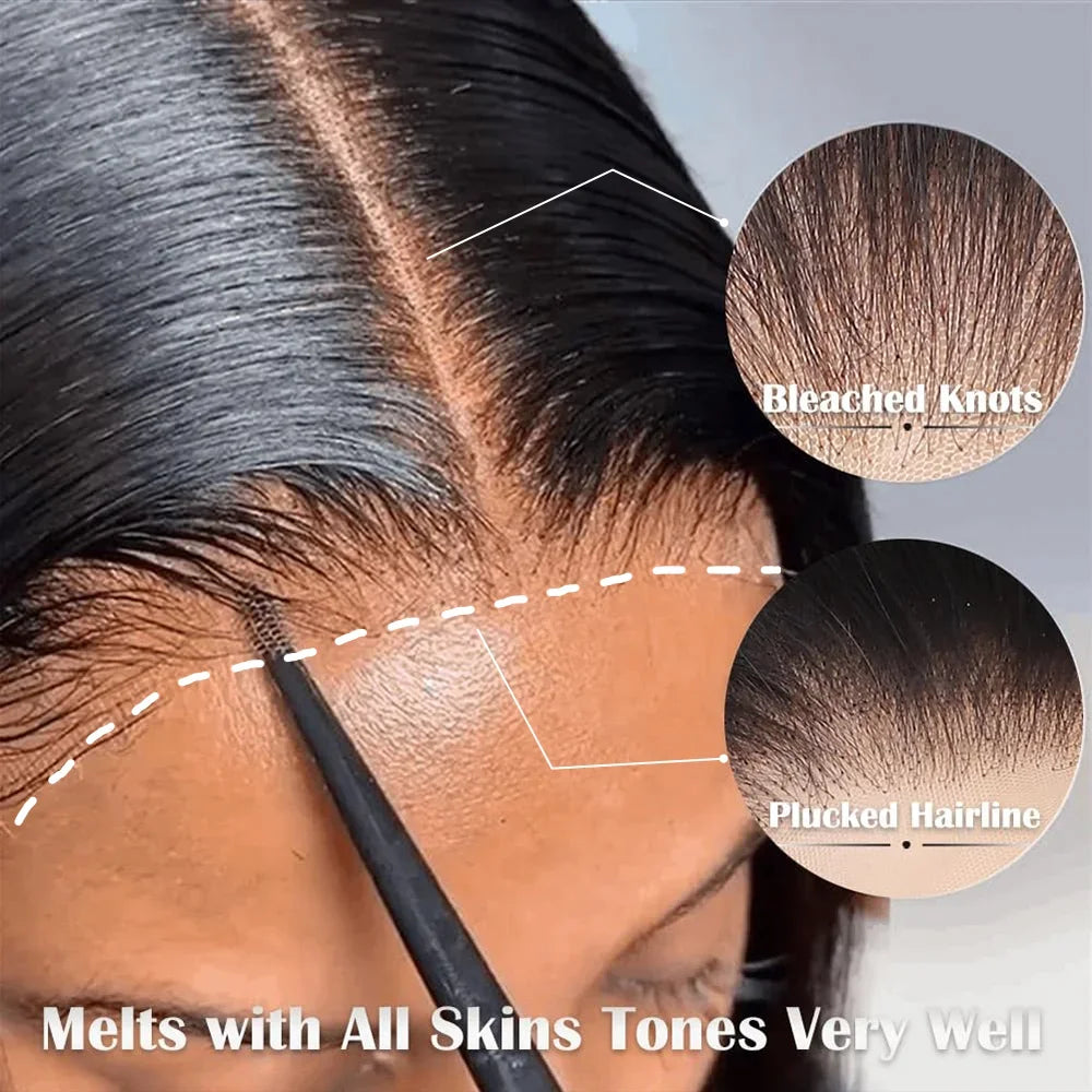 Glueless Invisible Strap Snug Fit 360 Full Lace Human Hair Wigs 7x5 Lace Closure Wig 250% Inspired Layers With Curtain Bang Wig