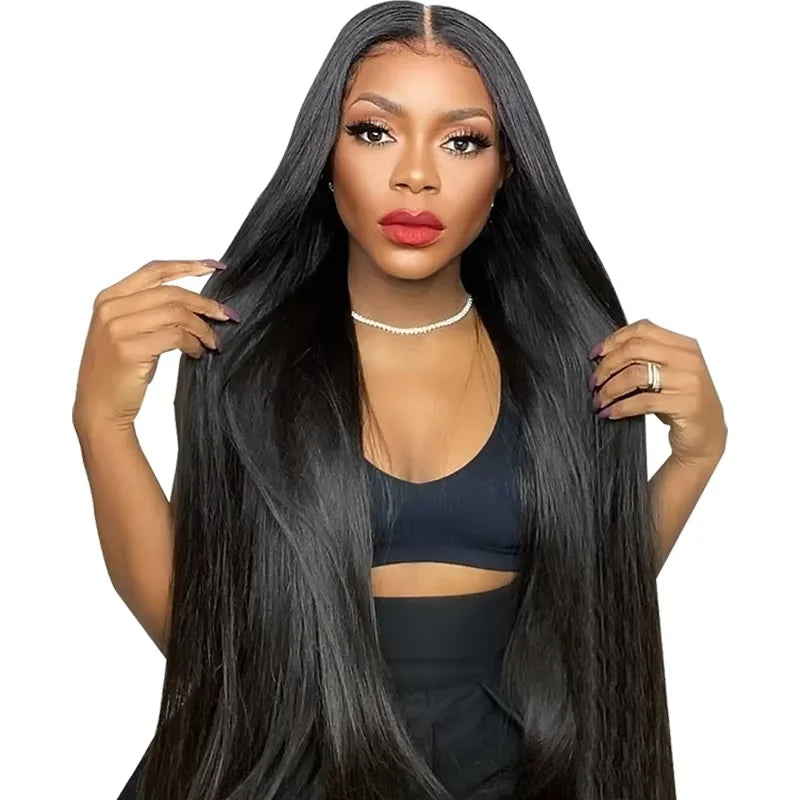 ISEE HAIR Glueless 13x6 HD Straight Full Lace Frontal Human Hair Wigs Pre Cut Pre Plucked Lace Frontal Wigs Invisi Draw Strings