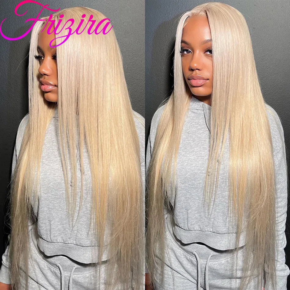 613 Blonde HD Lace Human Hair Wigs 13x6 Transparent Lace Frontal Wigs Bone Straight 100% Brazilian Human Hair Wigs 220 Density