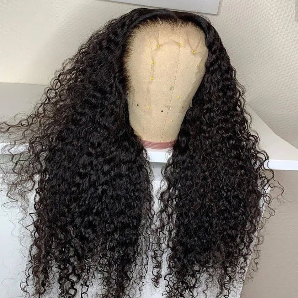 New 13x6 HD Transparent Lace Front Raw Indian Water Curly Wave Human Hair Wigs 40 Inch Long Jerry Curly Human Hair Frontal Wigs