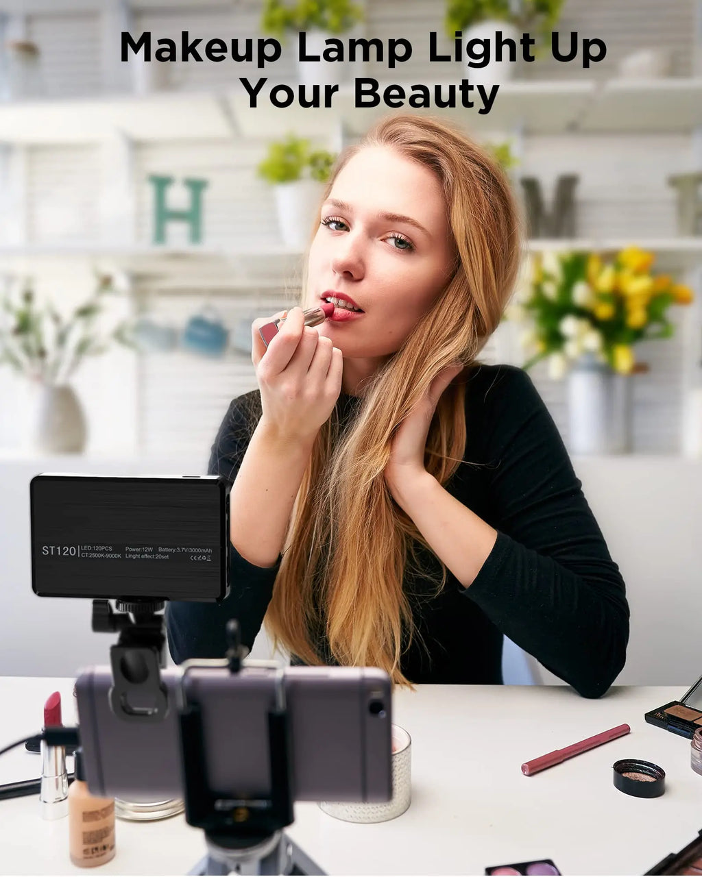 LED Selfie Light 3000Mah 120 LED Rechargeable Phone Light Clip 3 Light Modes Ring Light for Phone iPad Camera Laptop Selfie