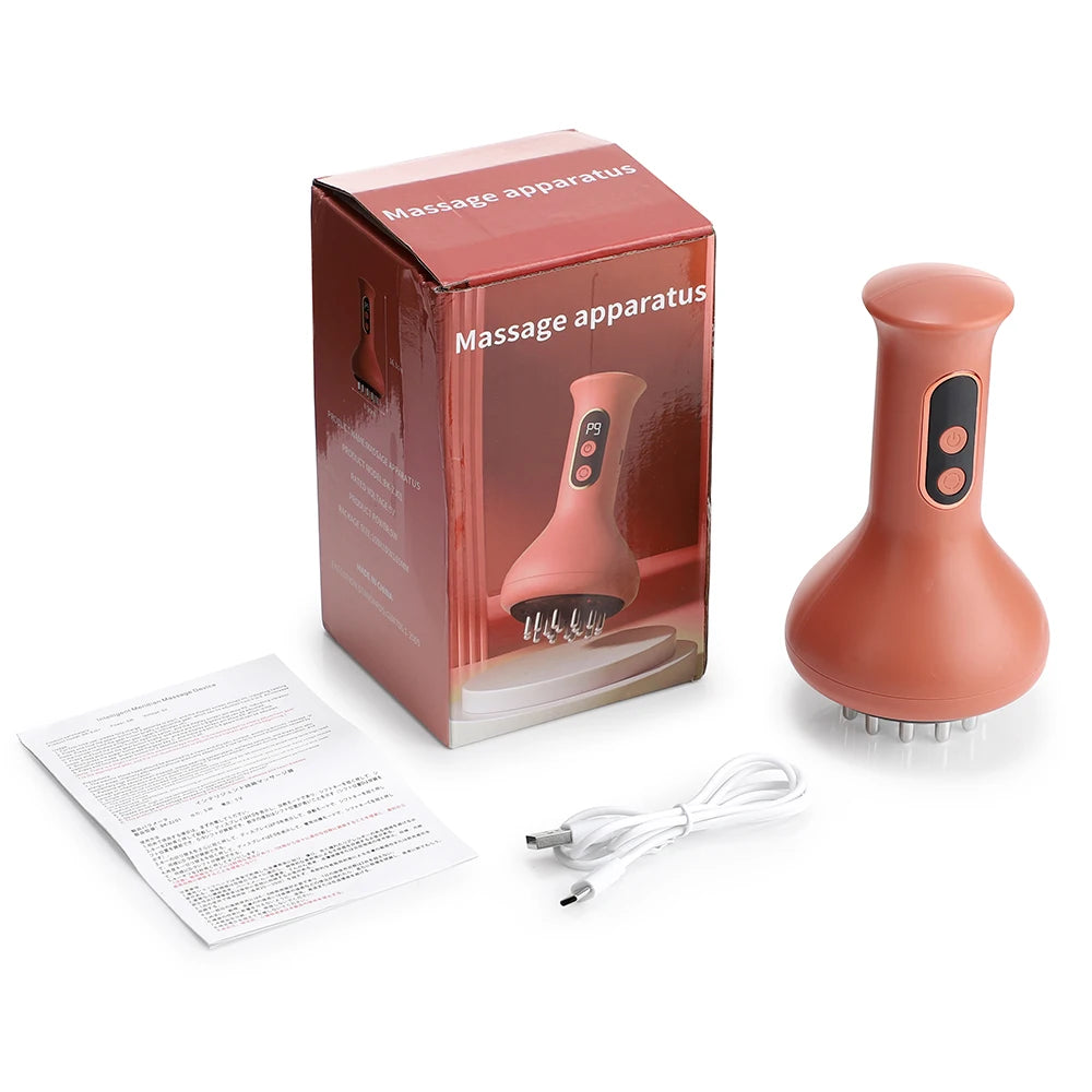 USB Rechargeable Abdominal Massager for Hot Compress and Adjustable Guasha Cupping Intensity Arm and Leg Massage Handheld
