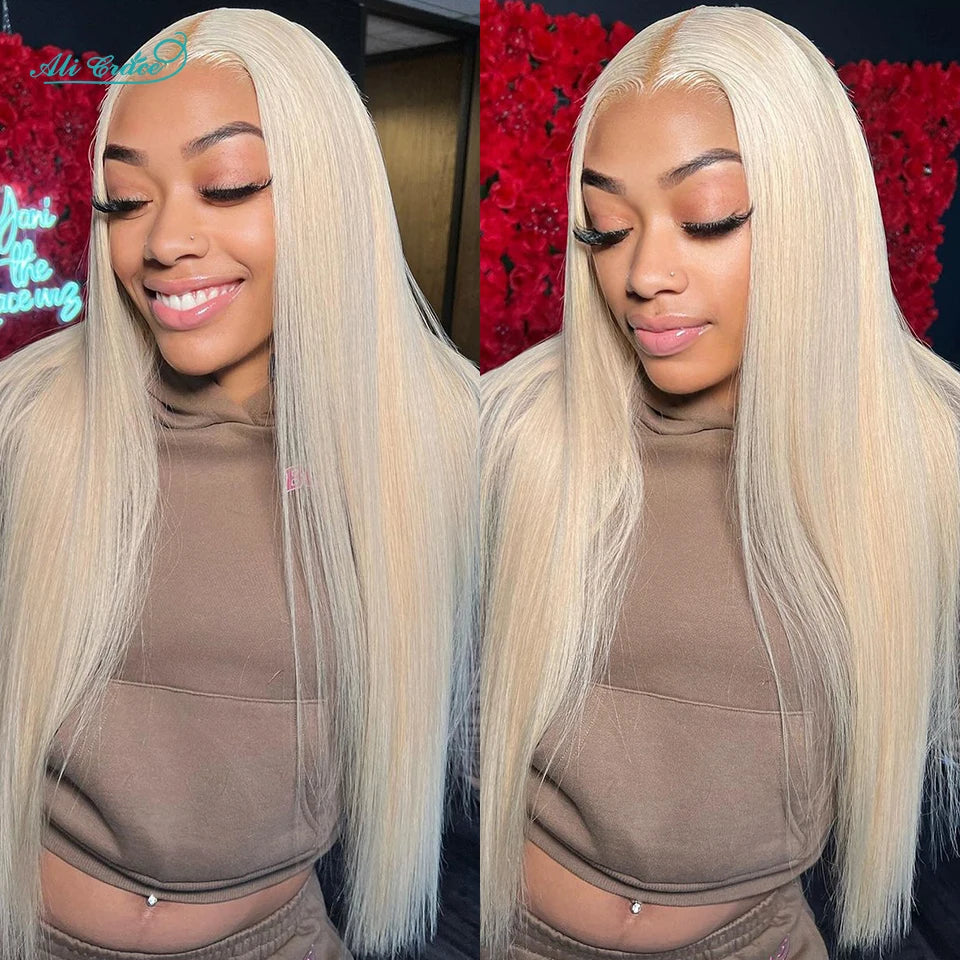 Ali Grace Hair 613 Blonde Color Straight 13x4 Transparent Lace Frontal Brazilian Hair 100% Human Hair Pre Plucked with Baby Hair