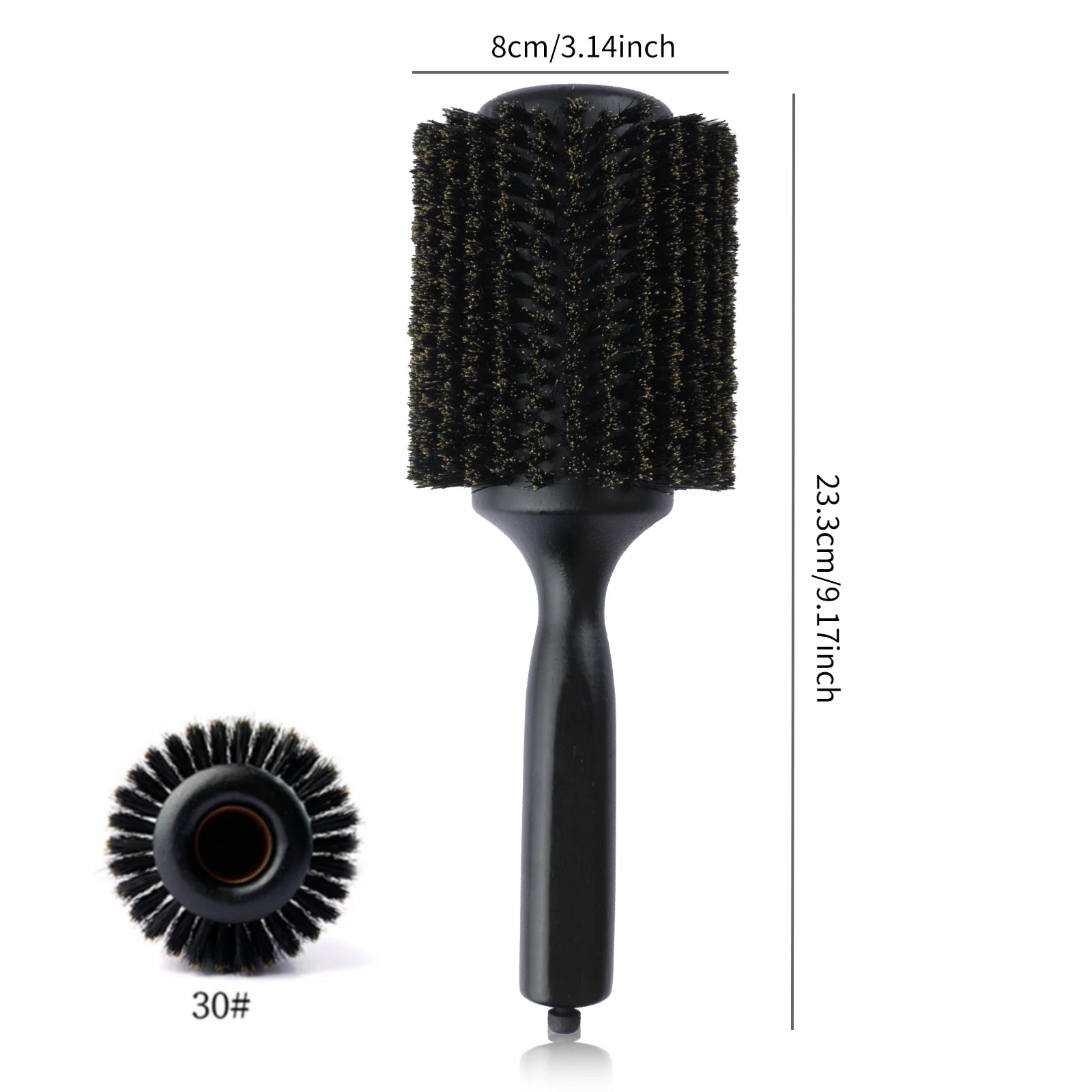 6 Sizes Boar Bristle Round Hair Brush Curly Hair Styling Comb Professional Removable Tail Barber Hairdresser Round Rolling Comb