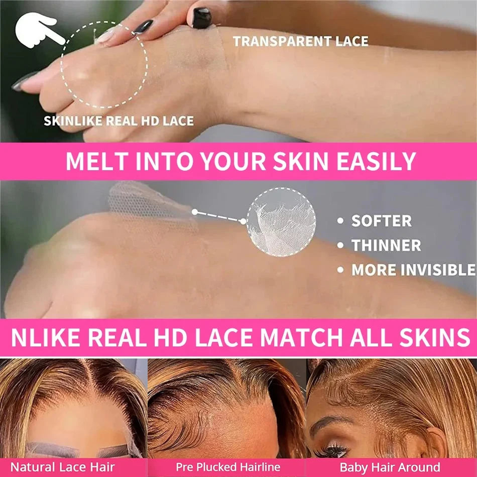 Premium Brazilian Honey Blonde Lace Front Wig - 13x4 HD Deep Wave Human Hair Wig for Women