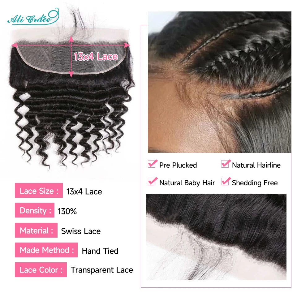Ali Grace Hair Loose Wave Bundles with Frontal 13x4 Brazilian Hair Loose Wave 3 Bundles with Closure Ear to Ear Lace Frontal
