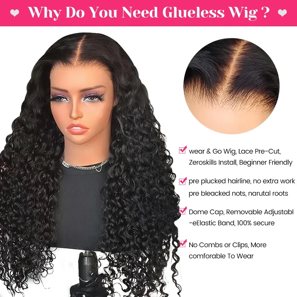Kinky Curly Lace Front Wig Wear And Go Pre Bleached Knots 6x9 Curly Glueless Wig Human Hair Pre Cut PrePlucked ISEE Hair Wig