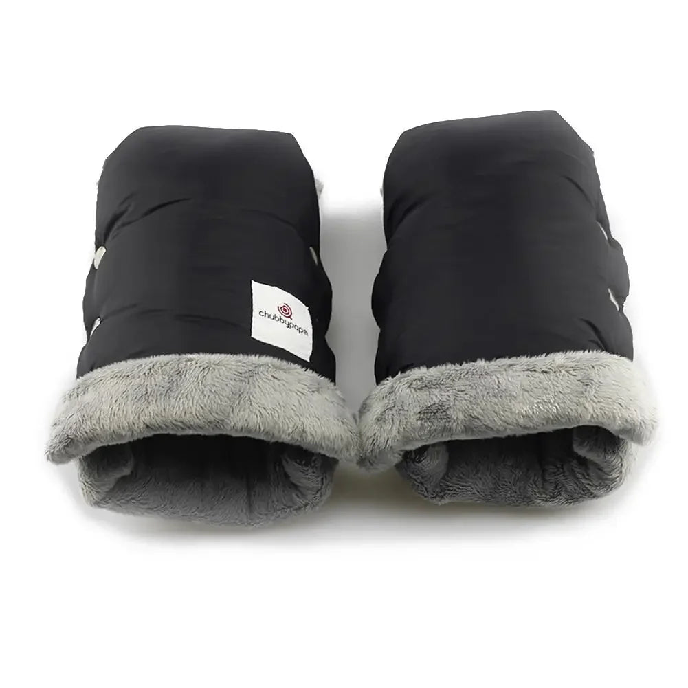 2pcs Black Waterproof Pram Stroller Warm Gloves Mitten Winter Hand Muff Baby Stroller Mitten Winter Warm Stroller Accessories