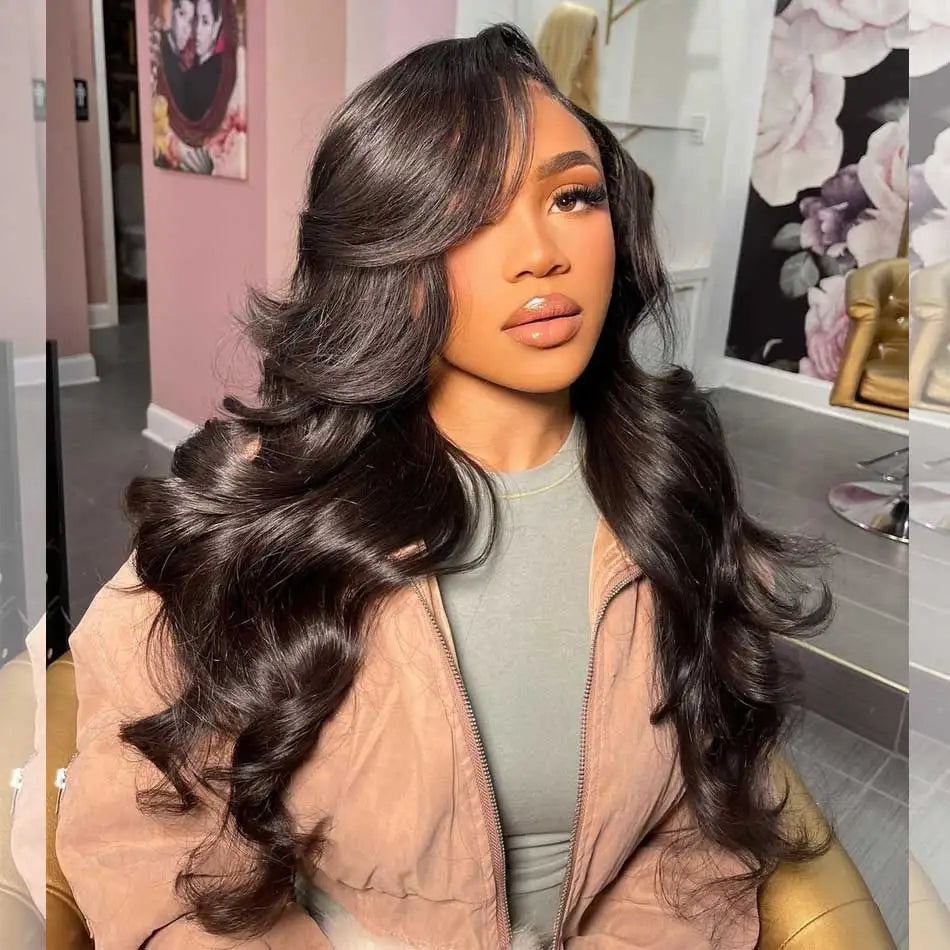 HD Transparent 13x6 Lace Front Human Hair Wigs Body Wave Wavy 30 Inch Pre Plucked Brazilian Body Wave Human Hair Frontal Wigs