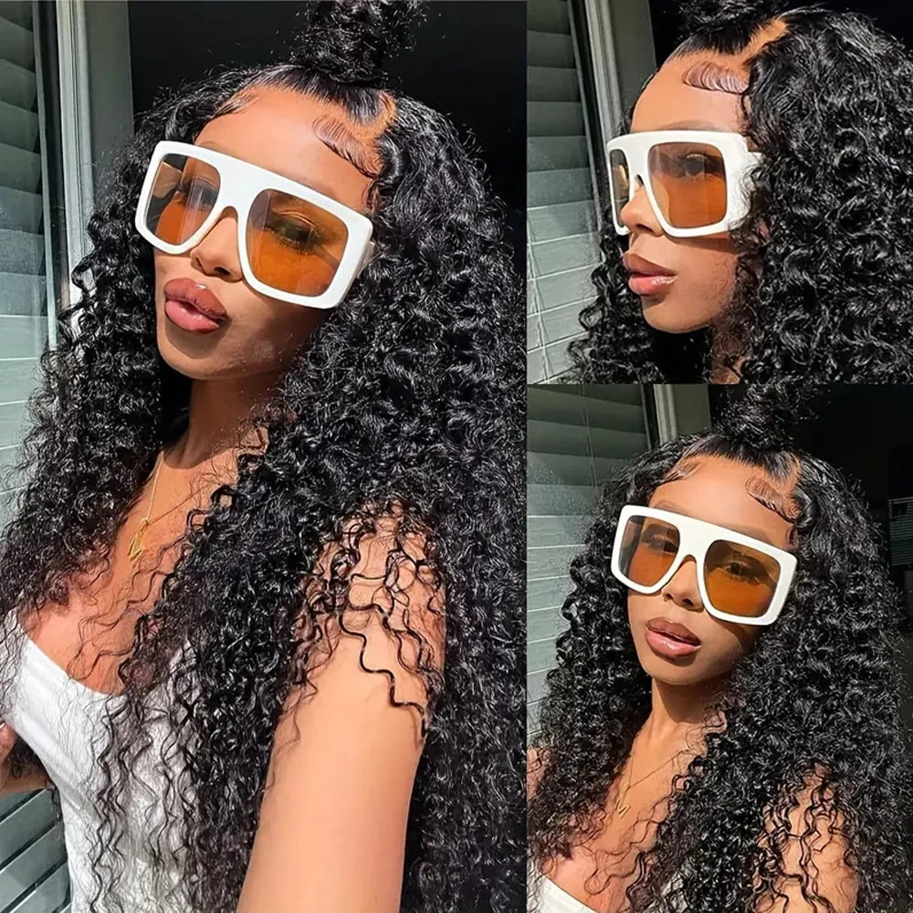 250 Density 360 Hd Lace Front Human Hair Wig Pre Plucked Invisible drawstring 360 Glueless Wig Deep Wave Frontal Wigs Human Hair