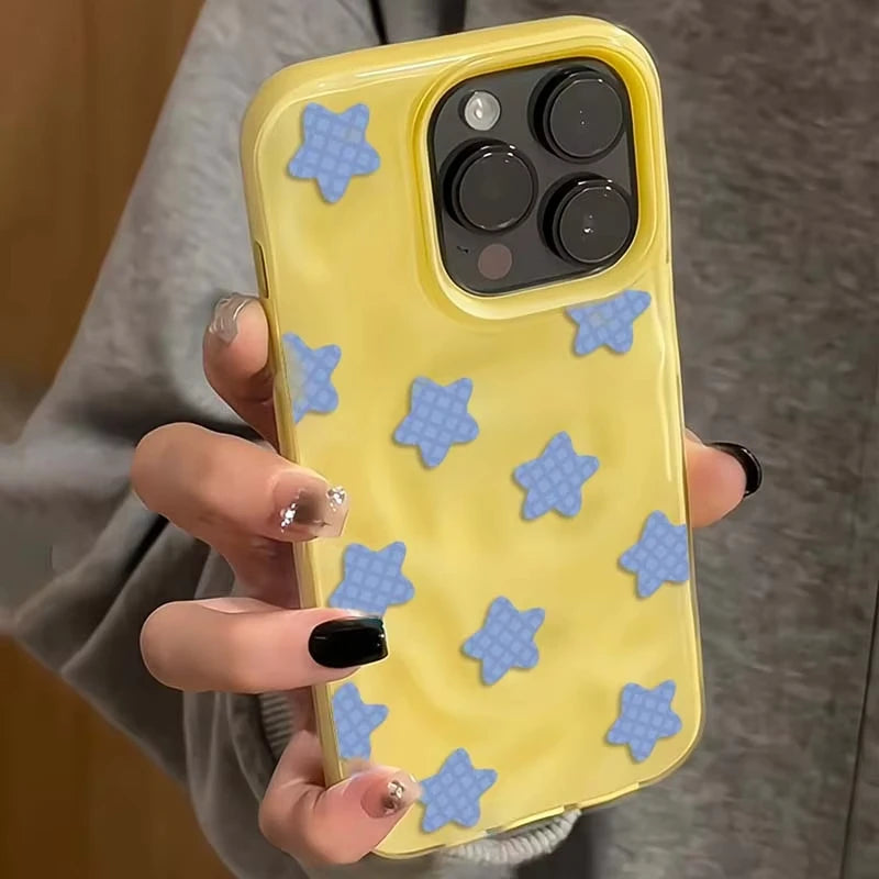 Dopamine Star Meteorite Textured Phone Case for iPhone 16 15 14 Plus 13 12 11 Pro Max XS Max XR XS X 8 7 Plus Soft Covers Funda