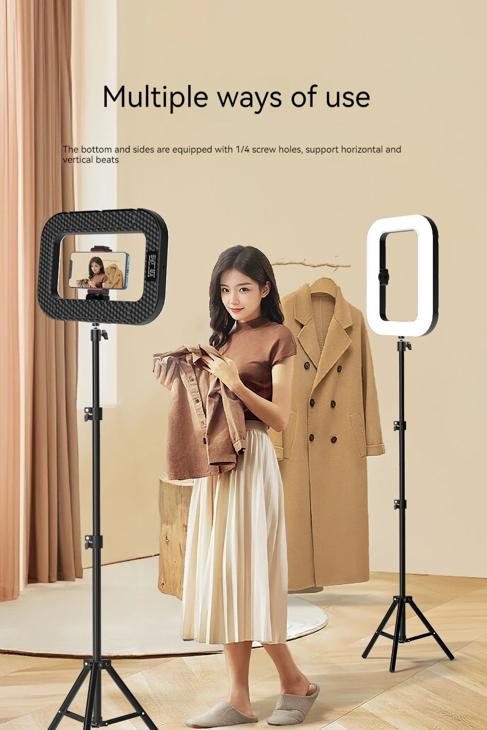 New Handheld Ring LED Rechargeable Fill light Portable Mobile Phone Live Broadcast Photography Desktop Rabbit Cage Selfie Light