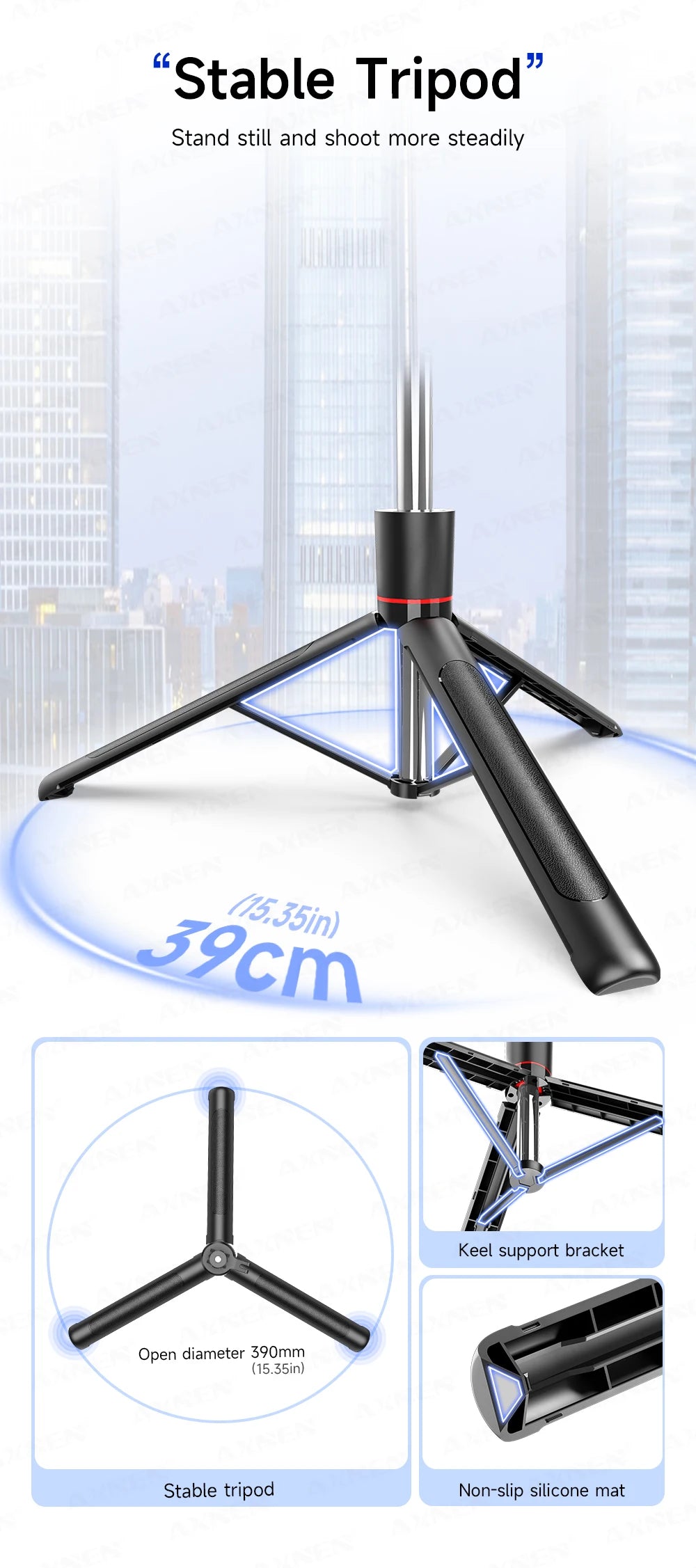 AXNEN New 1.7M Wireless Selfie Stick Tripod Foldable Stand For Gopro Action Camera Smartphones Balance Steady Shooting Live Vlog