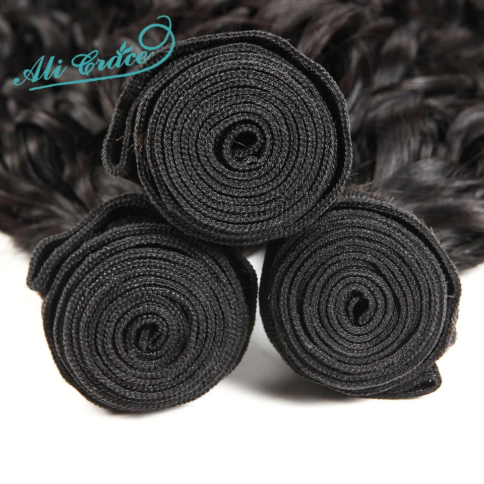 ALI GRACE Brazilian Water Wave Hair Bundles 100% Human Hair Weaving Remy Hair Extensions Water Wave3/4 Hair Bundle Fast Shipping