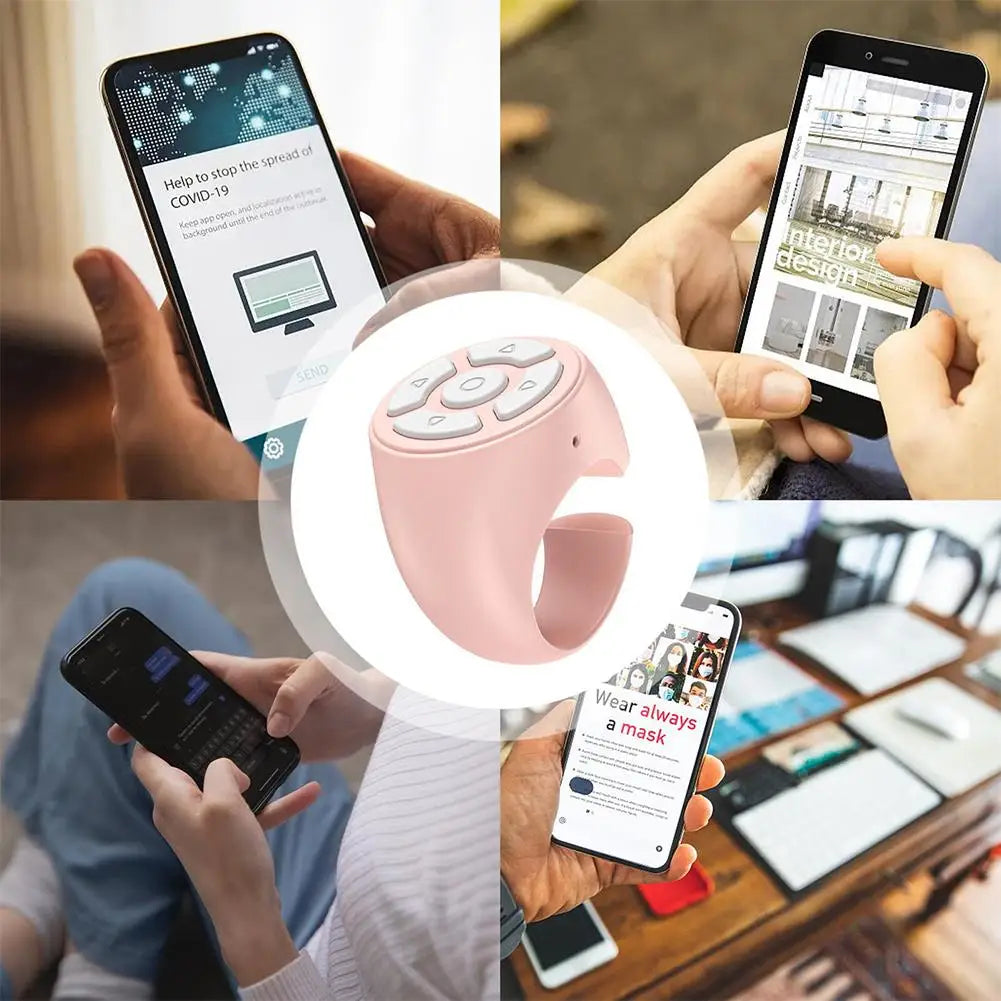 Portable Multi Function Bluetooth Remote Control For Fingertip Selfies Video Control Automatic Page Turning Browsing On Photo