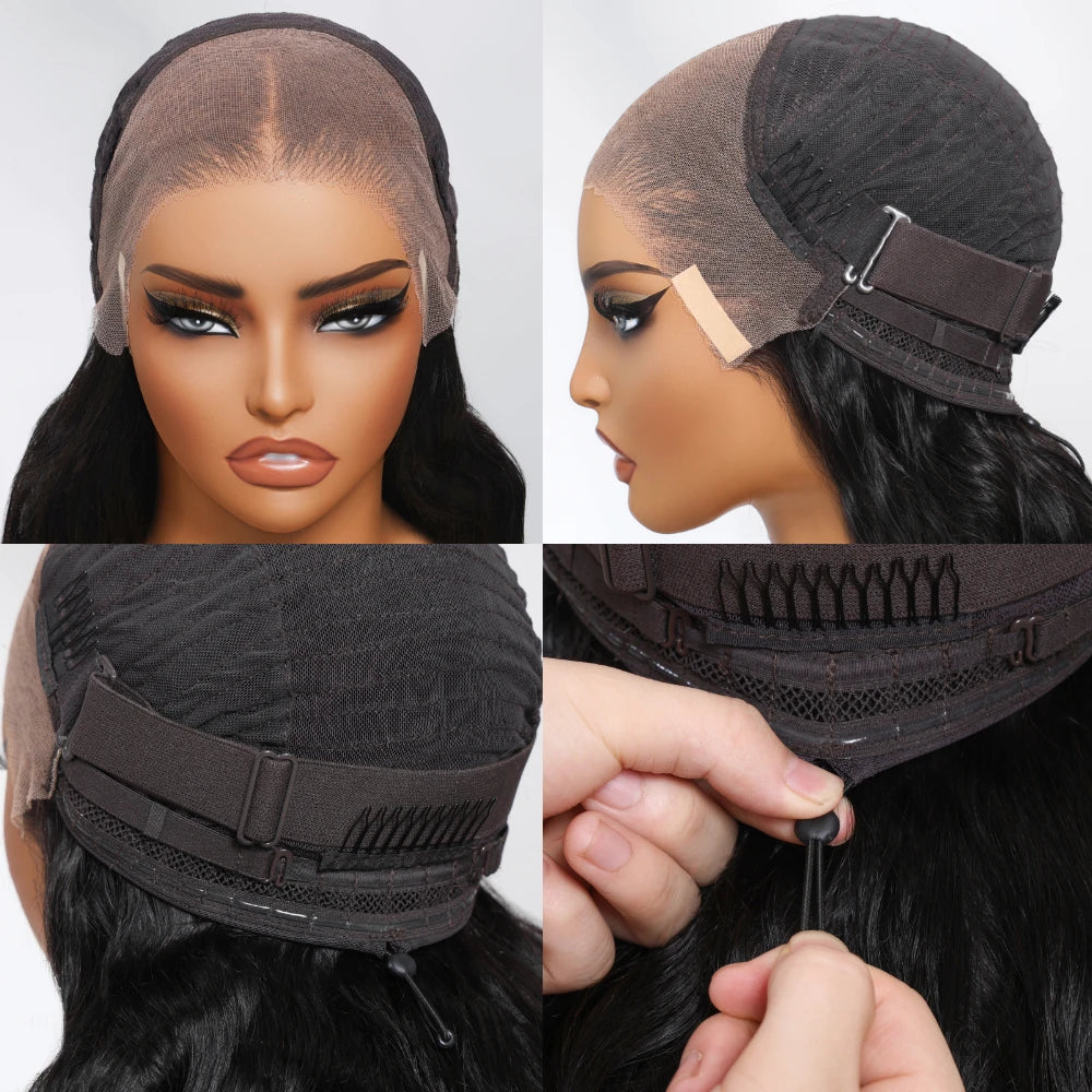 UNice Hair Upgrade Drawstring 13x4 Body Wave Human Hair Lace Frontal Wig Pre Cut Pre Bleached Pre Plucked Lace Wigs 150% Density