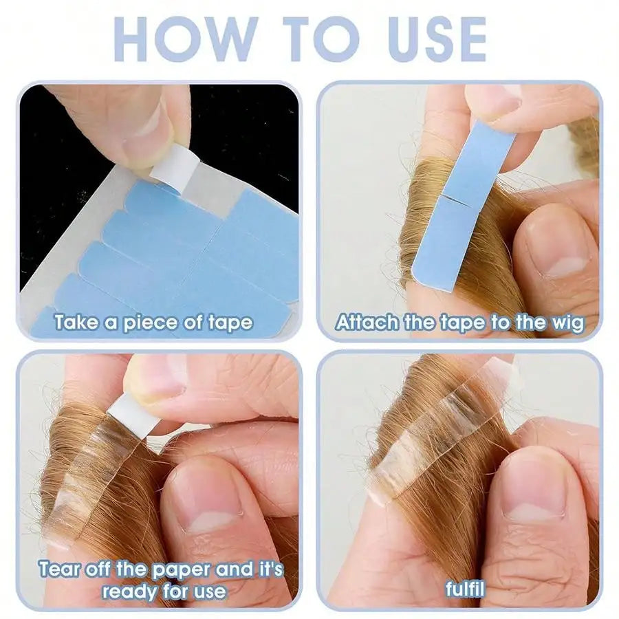 60/120/240pcs Double Sided Hair Extension Tape Adhesive Replacement Wig Tape Blue Hair Tabs for Extensions Beauty Tools