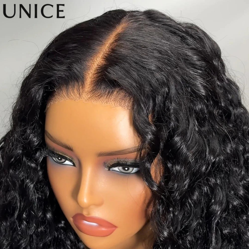 UNice Hair 7x5 & 13x4 Lace Frontal Human Hair Wigs Water Wave Curly Wig With Invisi Drawstring Pre Cut Pre Bleached Glueless Wig