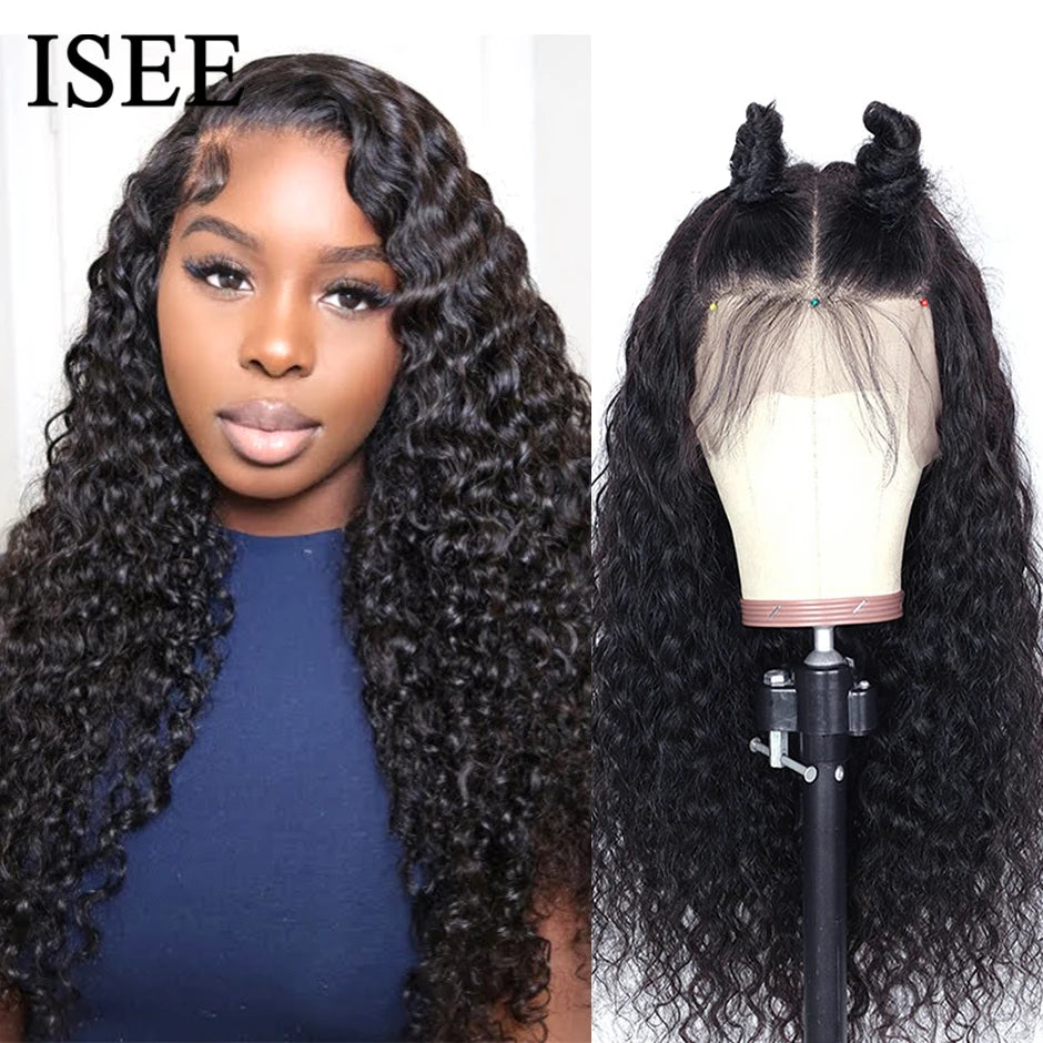 ISEE HAIR Brazilian Water Wave Wig 13x6 HD Lace Frontal Wig For Women 13x4 Lace Front Wig Lace Closure Curly Human Hair Wig