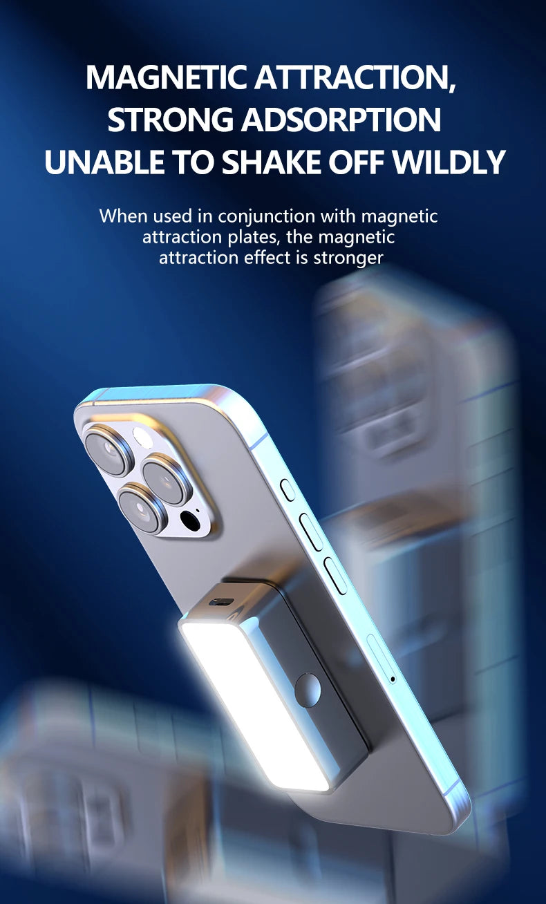 Magnetic Portable Mini Selfie Fill Light Adjustable Lighting Rechargeable Portable Led Video Light For Tiktok Camera Mobile IPad