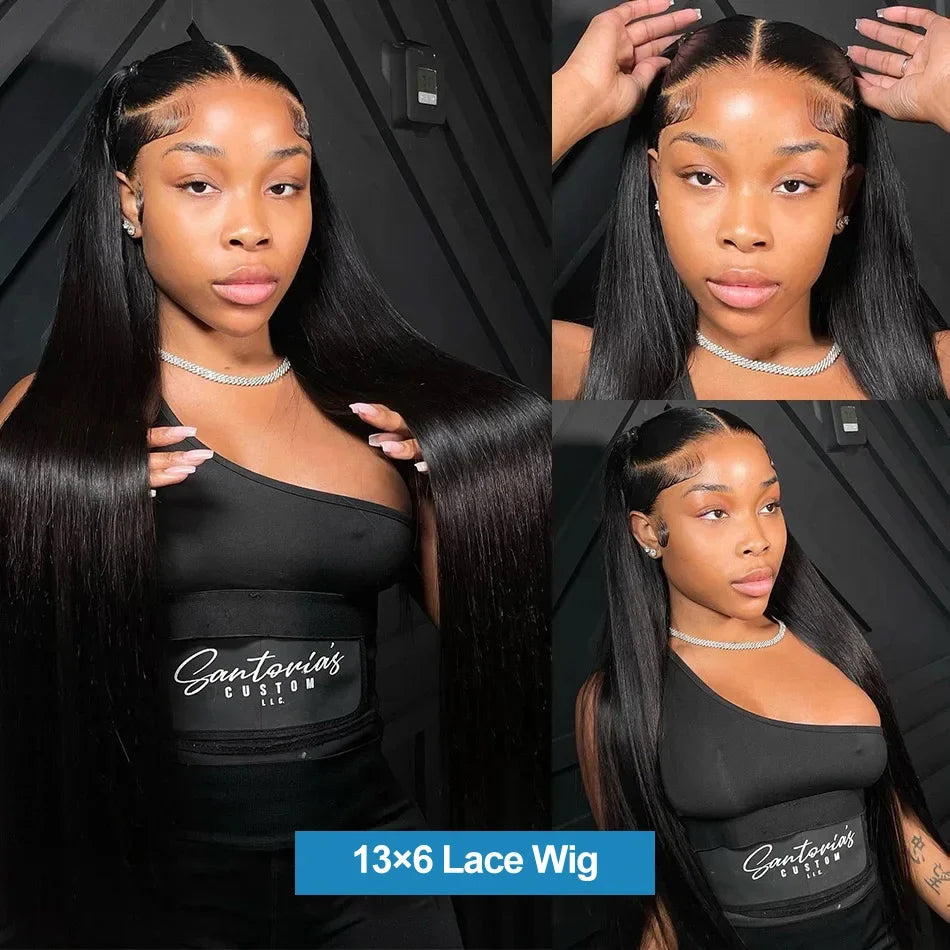 20 22 24 Inch 13x4 13x6 HD Transparent Bone Straight Lace Front Wigs 200 Density 360 Lace Brazilian Human Hair Wigs For Women