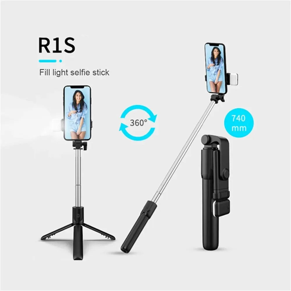 Wireless Bluetooth Selfie Stick Tripod With Remote Extendable Tripod With LED Selfie Light Detachable For Ios Android Smartphone