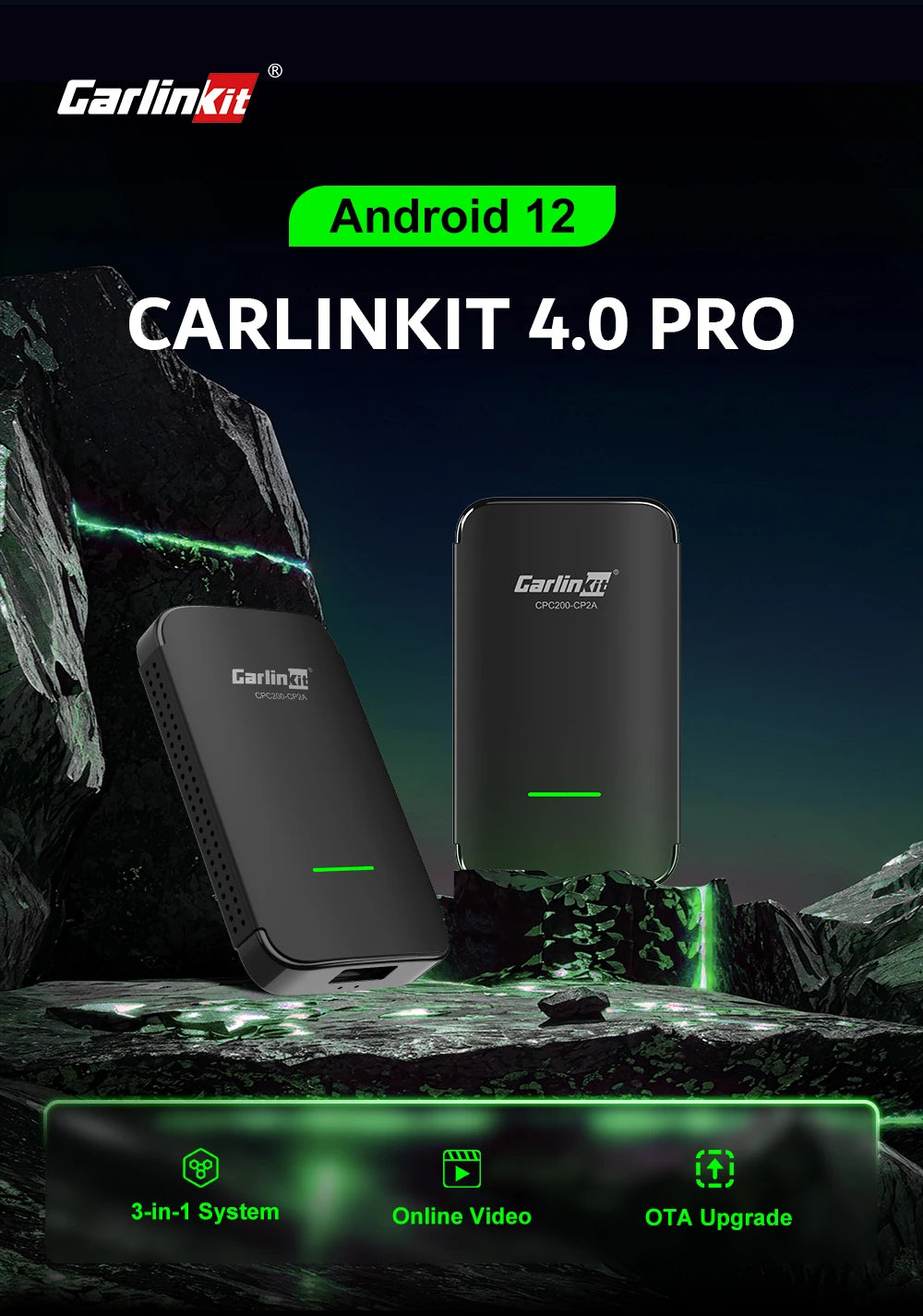 Carlinkit Android 12 CP2A Pro CarPlay Wireless Android auto Wireless Adapter Support Wired CarPlay Netflix YouTube TikTok Wifi