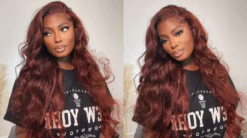 UNice Hair Reddish Brown Body Wave 13x4 Lace Front Wig Preplucked Human Hair Lace Frontal Wigs Can Do Any Part 30 Inch Long Wig