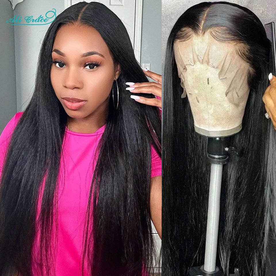 Ali Grace Straight Human Hair Wigs Bleached Knots 13x4 Lace Front Wig Brazilian Straight Hair Pre-plucked Hairline For Women