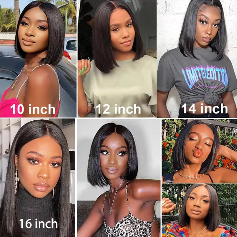 Premium 14 Inch Glueless Bob Wig - 100% Brazilian Remy Human Hair HD Lace Frontal Wig