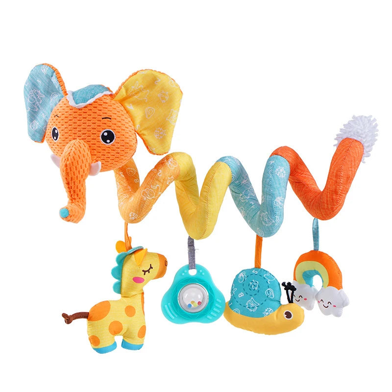 Newborns Spiral Hanging Activity Stroller Toy Baby Carseat Toy Black & White Lion Koala Rattle  for Crib Mobile Sensory Toy Gift