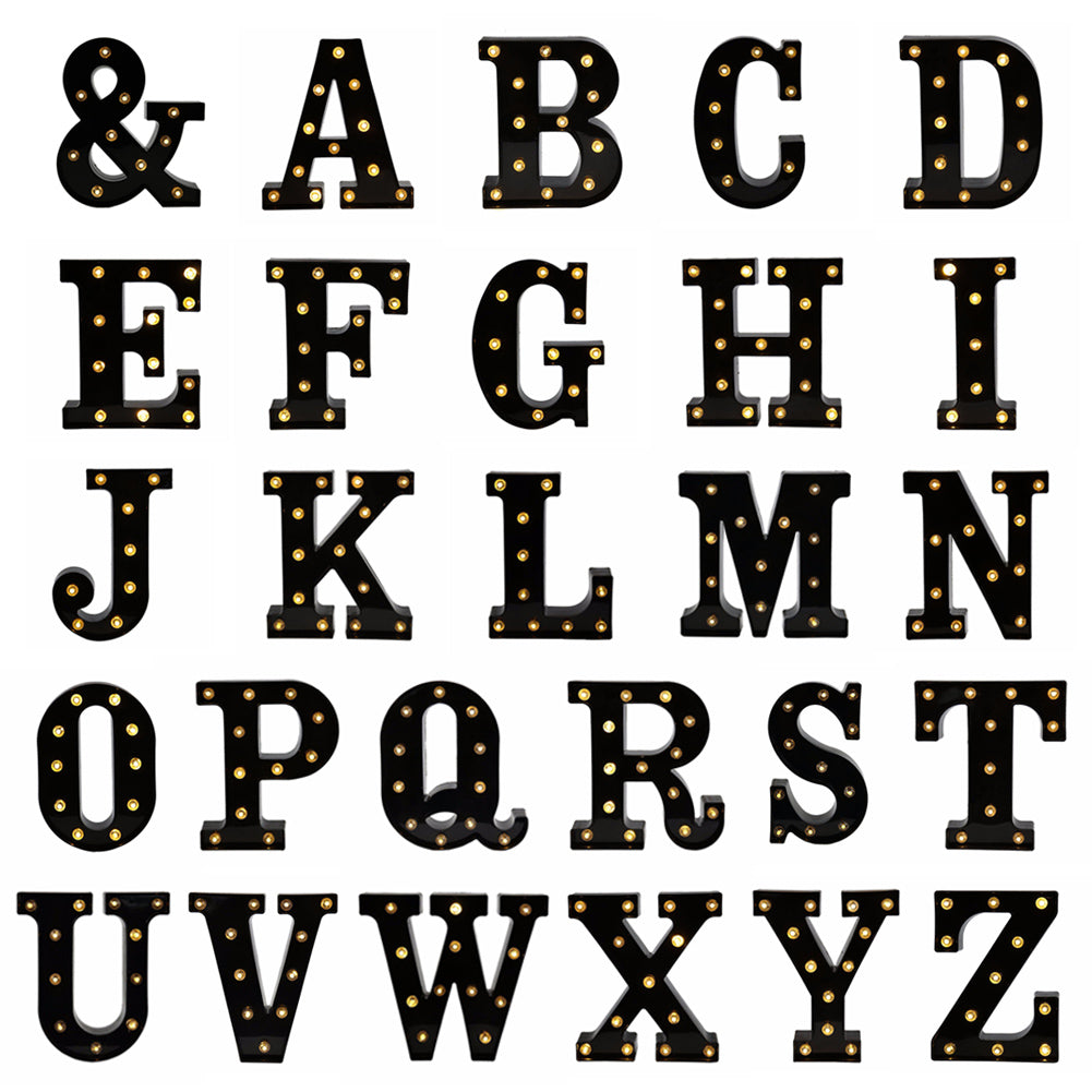 Newly Design Led Letters Lights 26 Alphabet Black Decorative Marquee Lamps for Wedding Party Birthday Home Bar Decoration